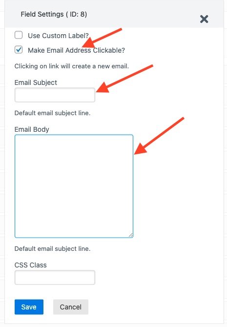 ninja forms views email field settings